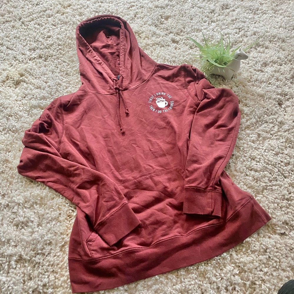 Coffee inspired cool red hued sweatshirt hoodie - Picture 2 of 3
